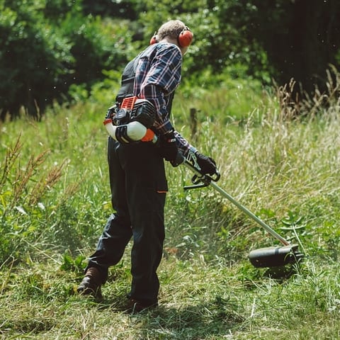 Gentleman using a Strimmer for long grass